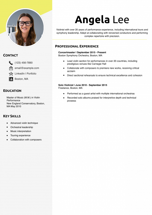 Classical music resume