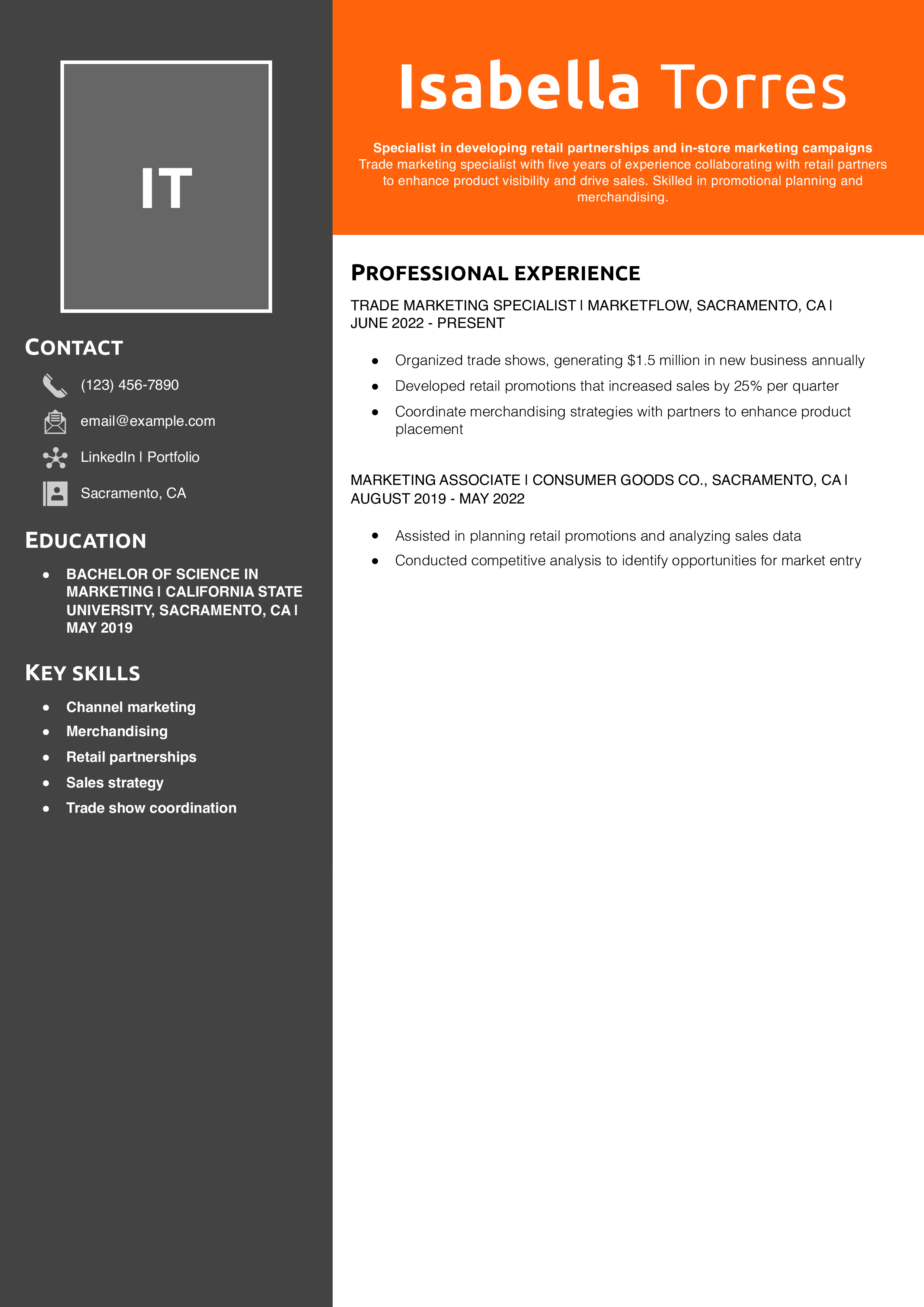 Trade Marketing Specialist Resume