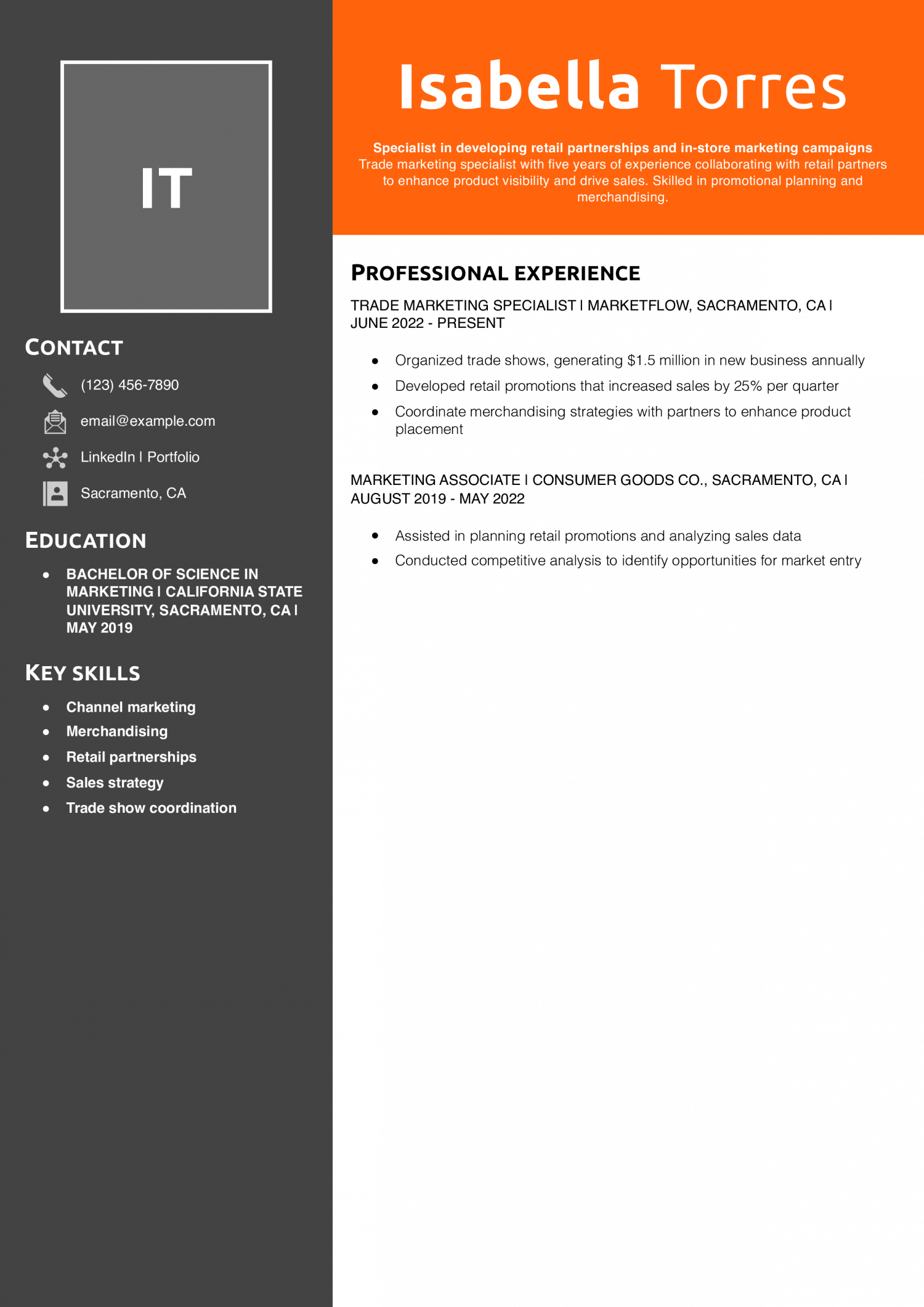 Trade Marketing Specialist Resume