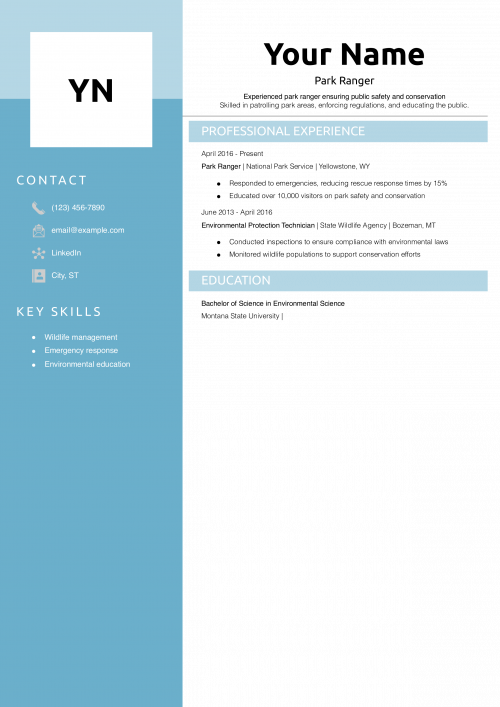 Park Ranger Resume Example