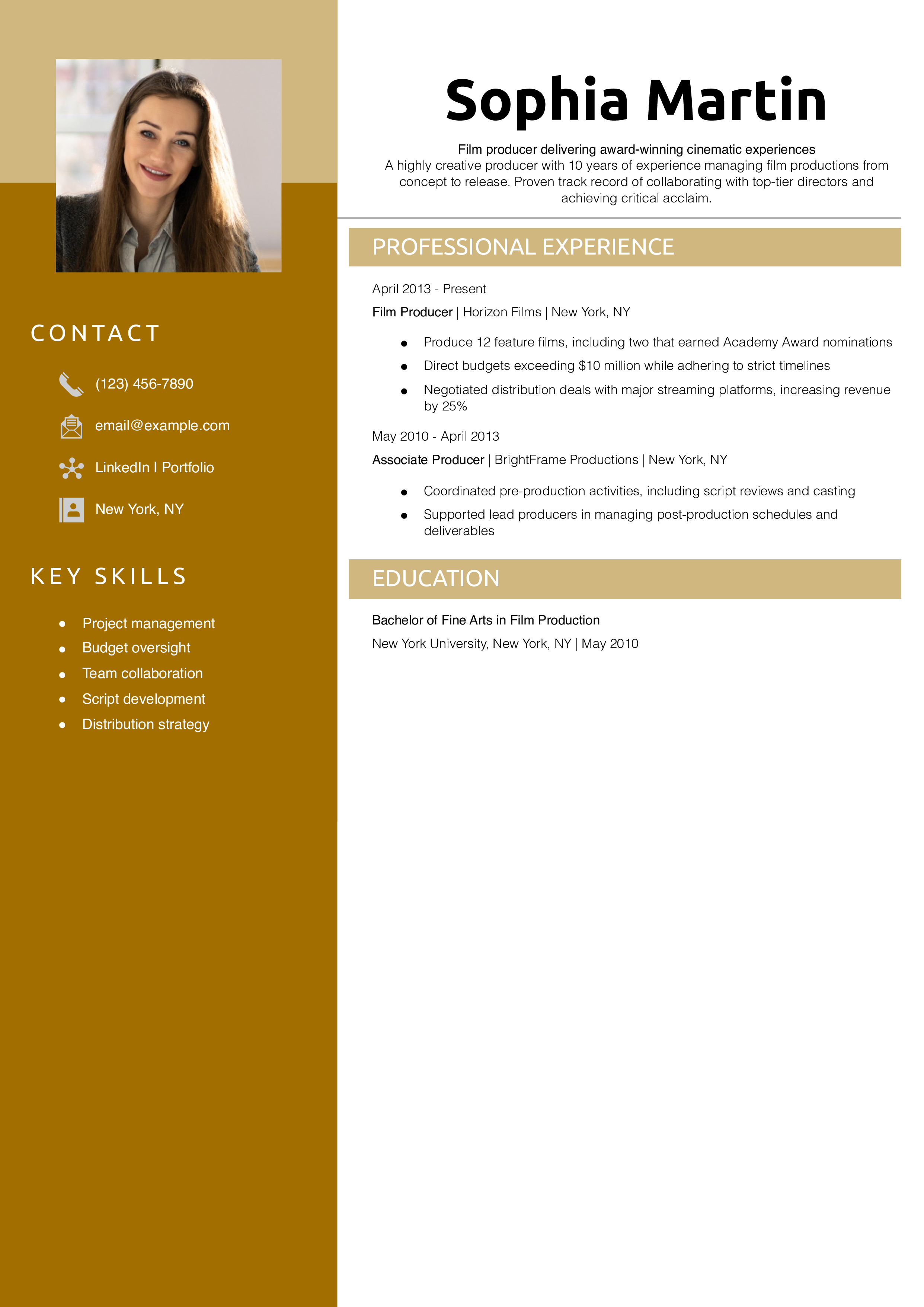 Film producer resume