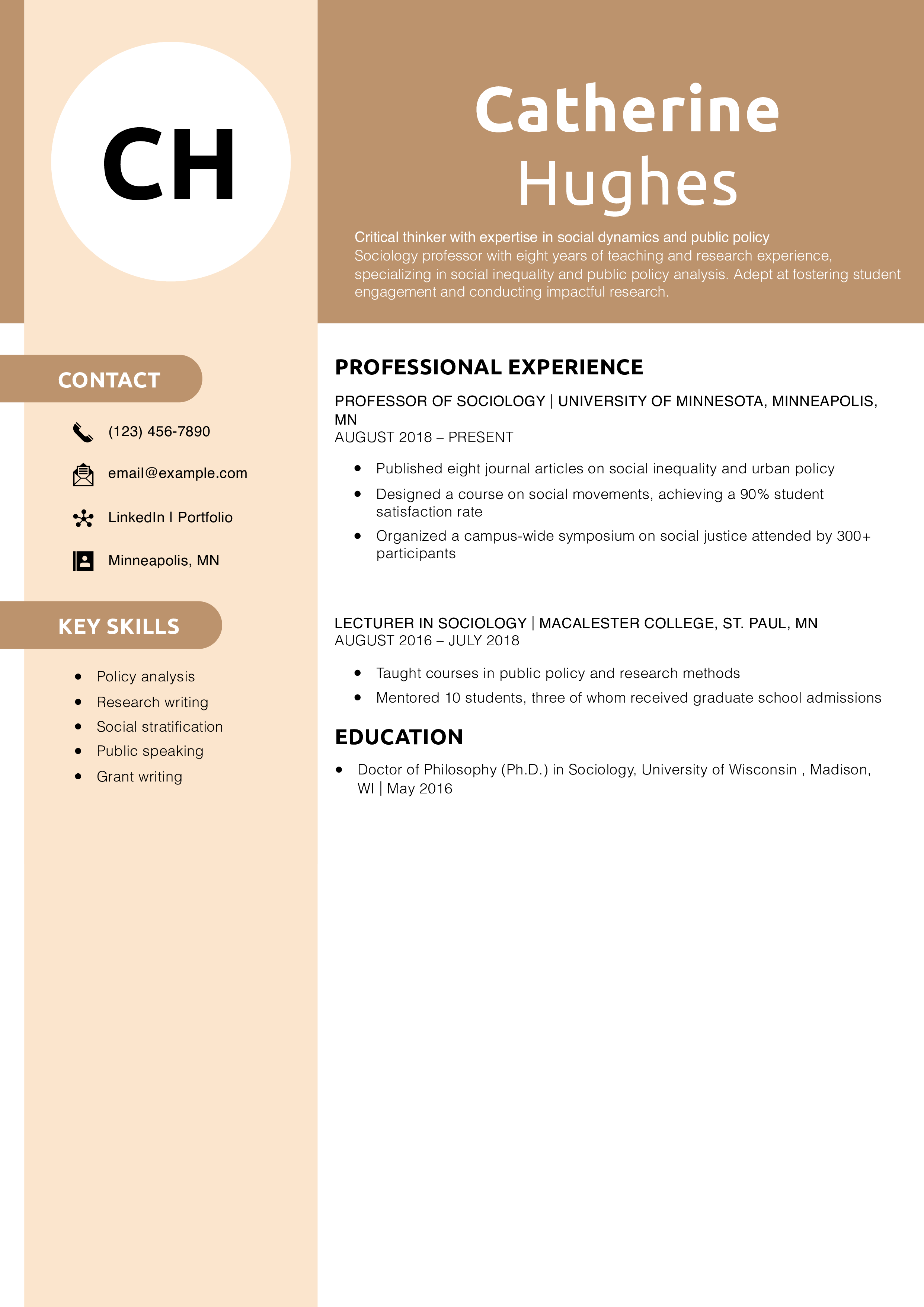 Sociology Professor Resume