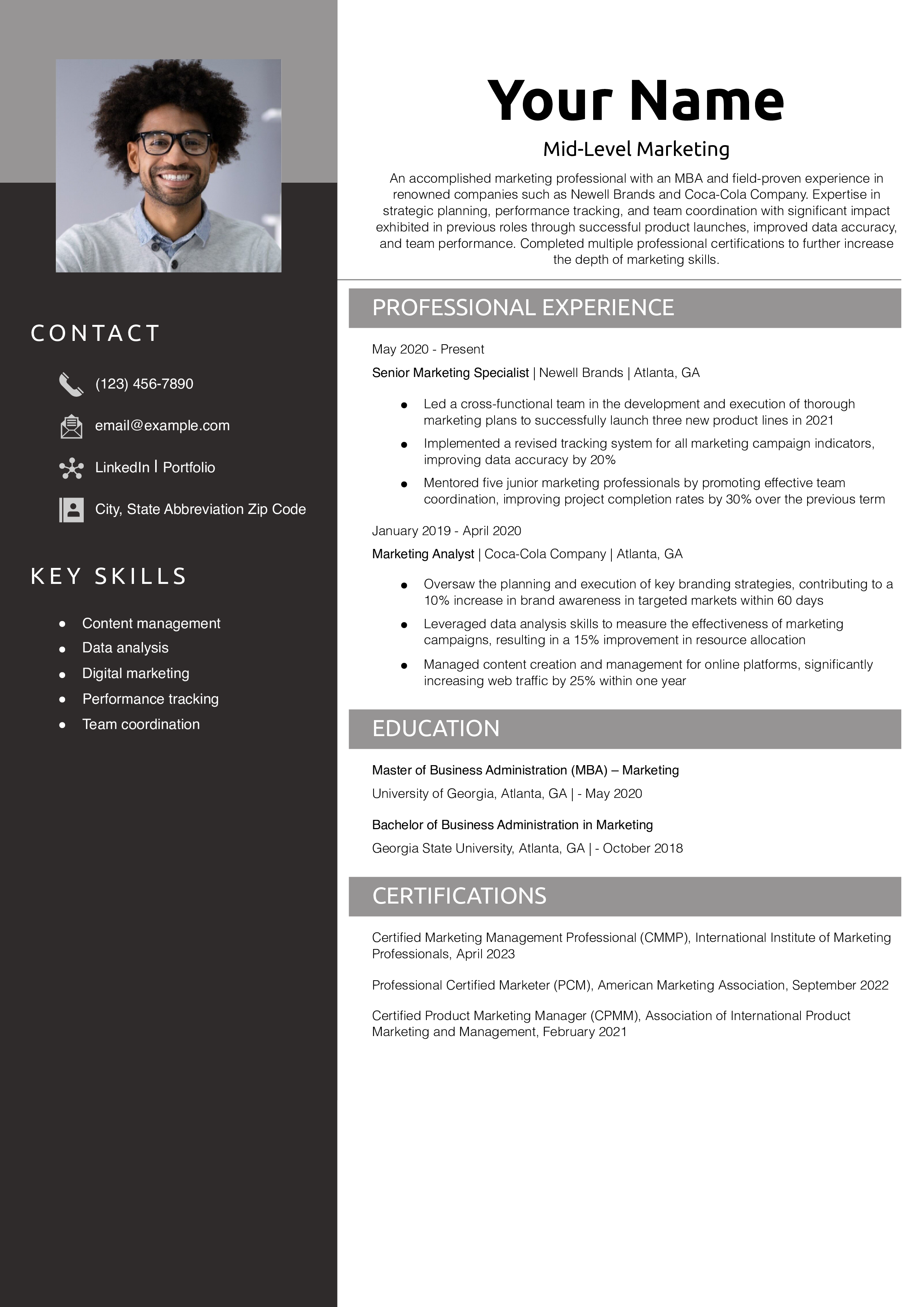 Mid-Level Marketing Resume Example