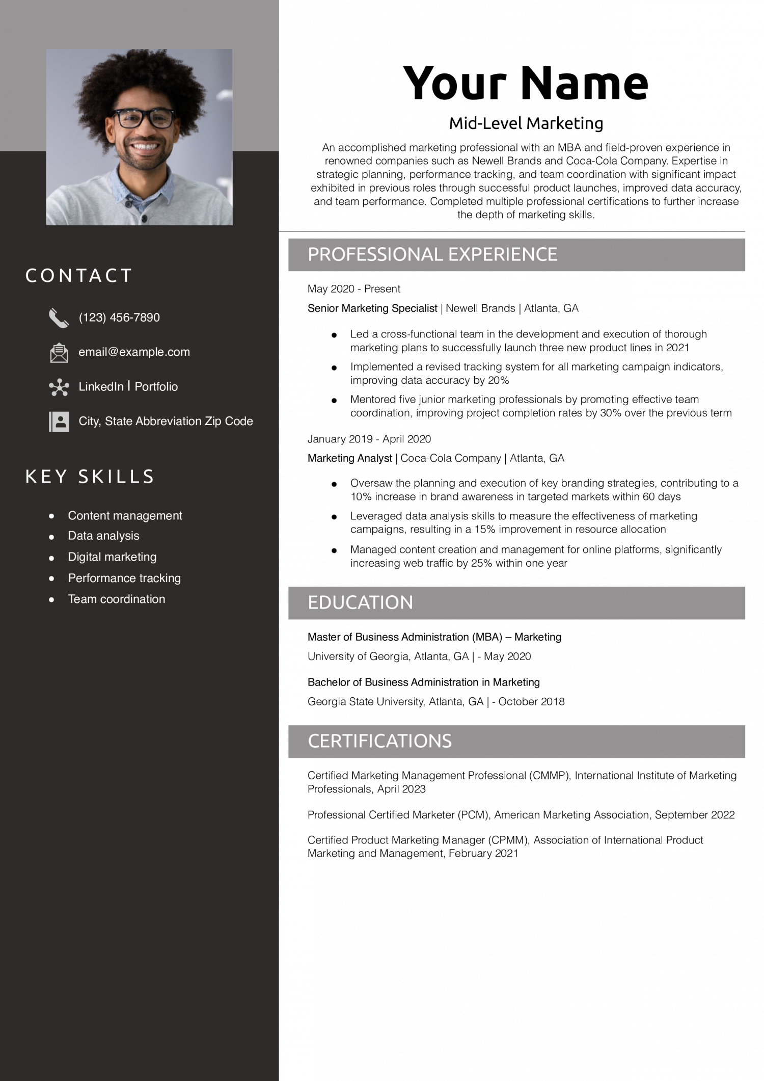 Mid-Level Marketing Resume Example