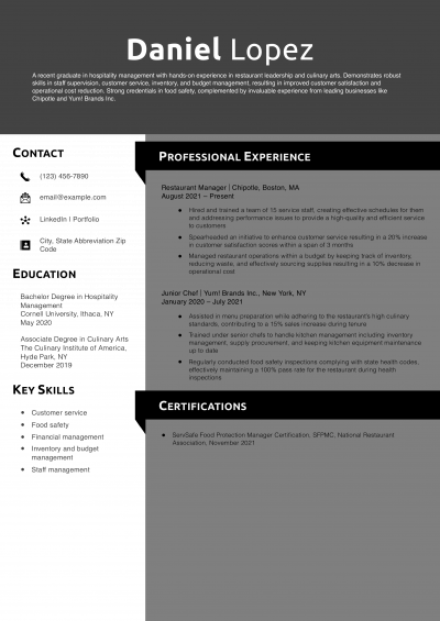 Entry-Level Restaurant Manager