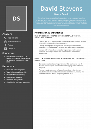 Dance Coach Resume Example