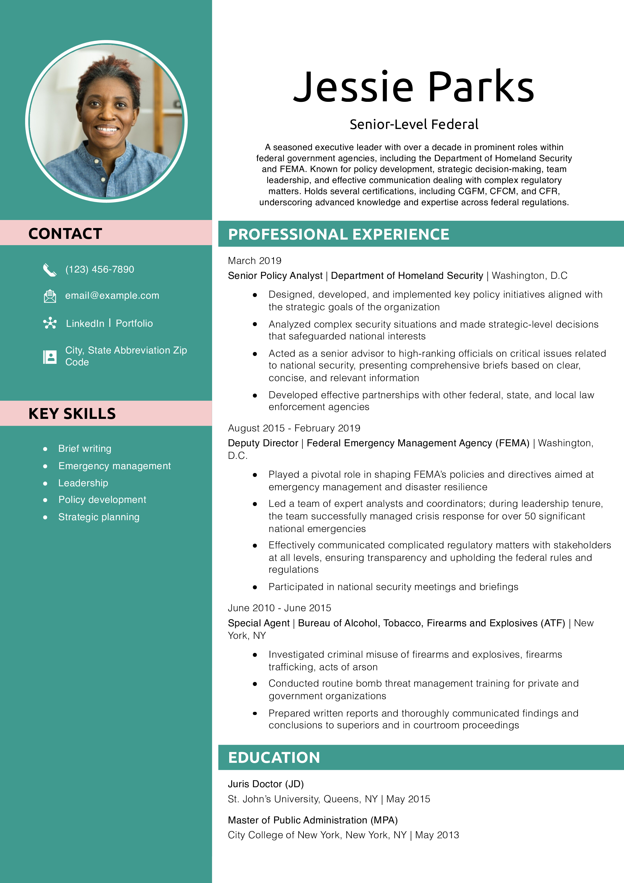 Senior-Level Federal Resume Example