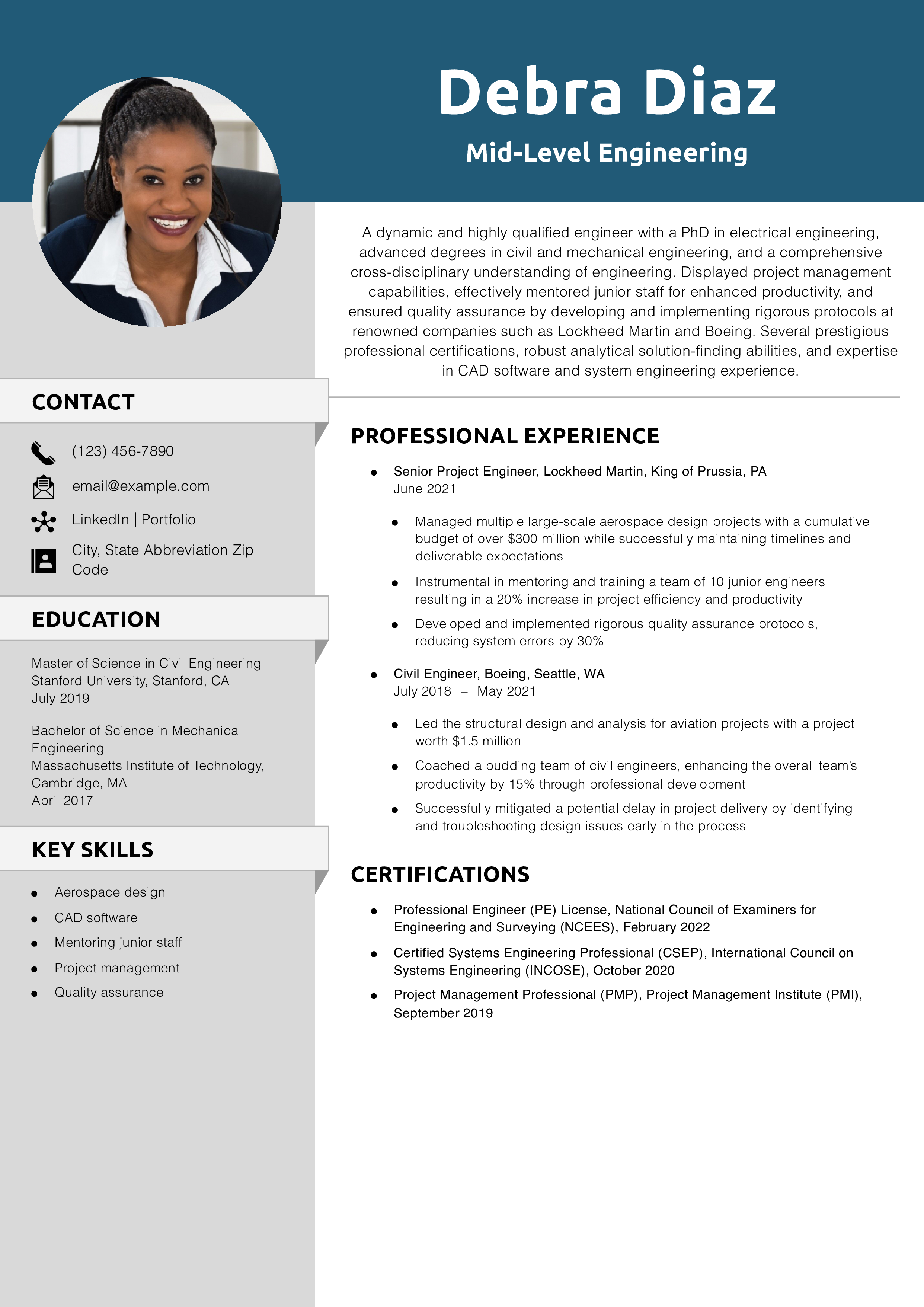 Mid-Level Engineering Resume Example