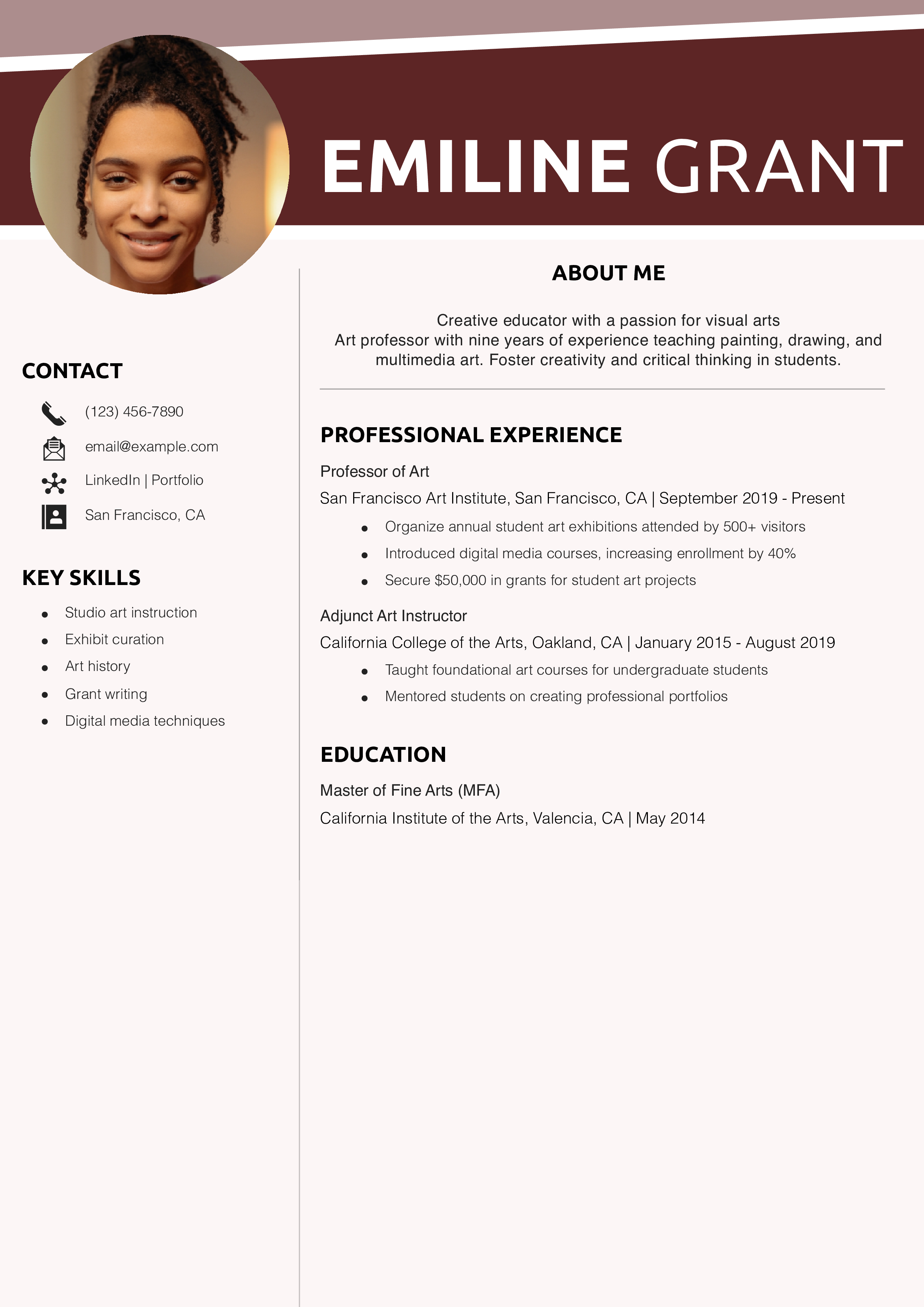 Art Professor Resume