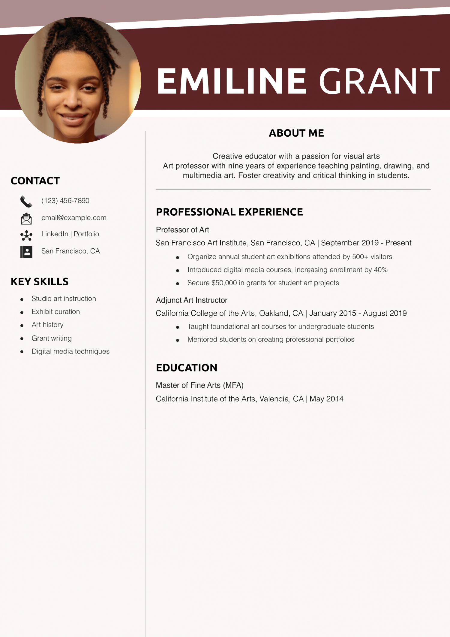Art Professor Resume