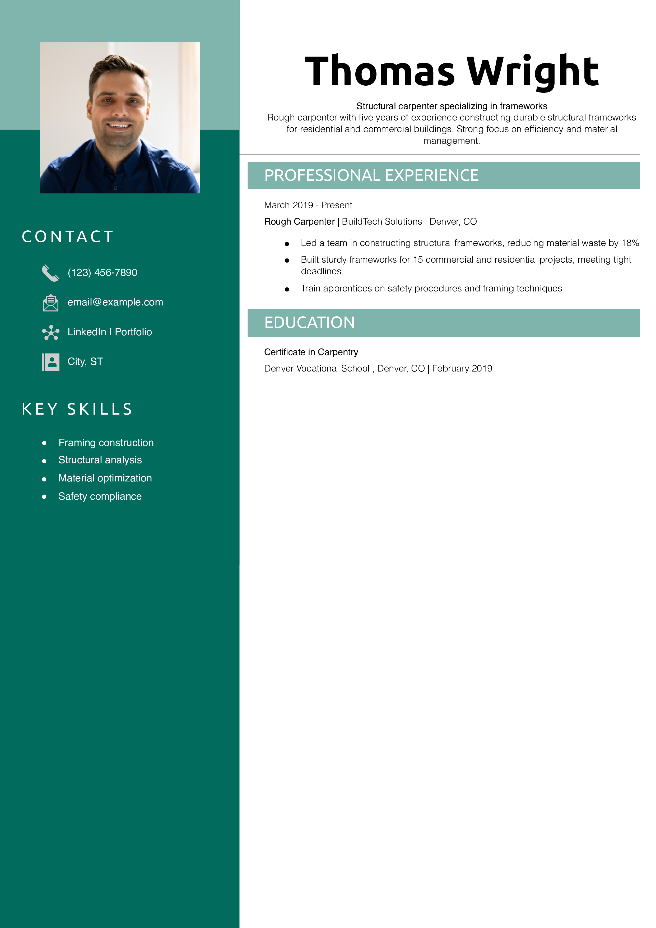 Rough carpenter resume