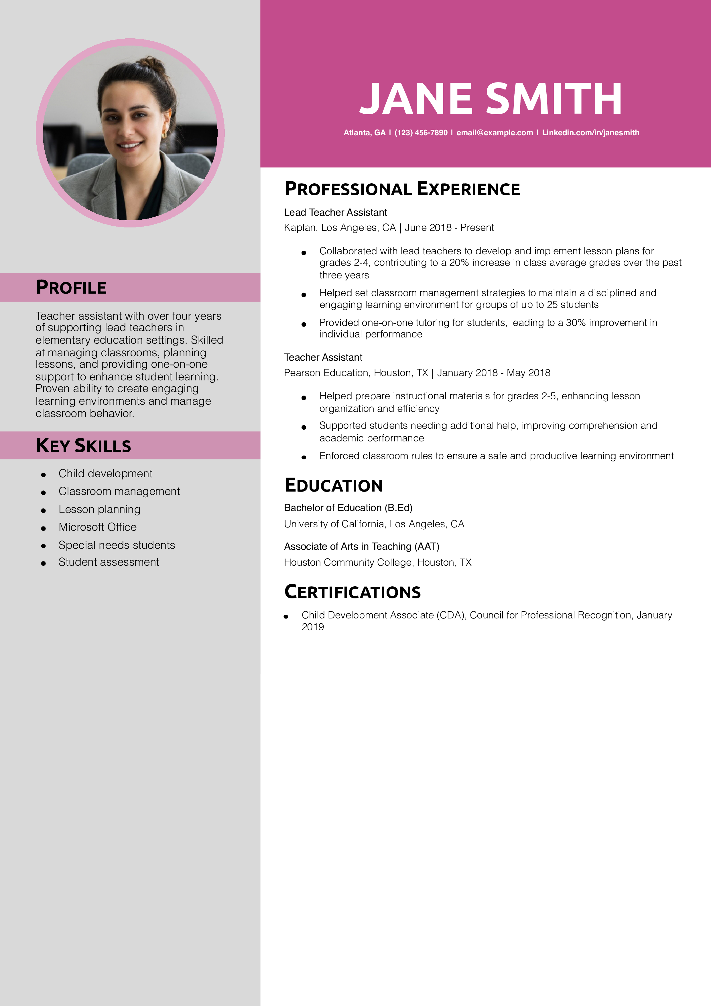 Mid-Career Teacher Assistant