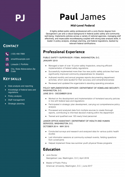 Mid-Level Federal Resume Example