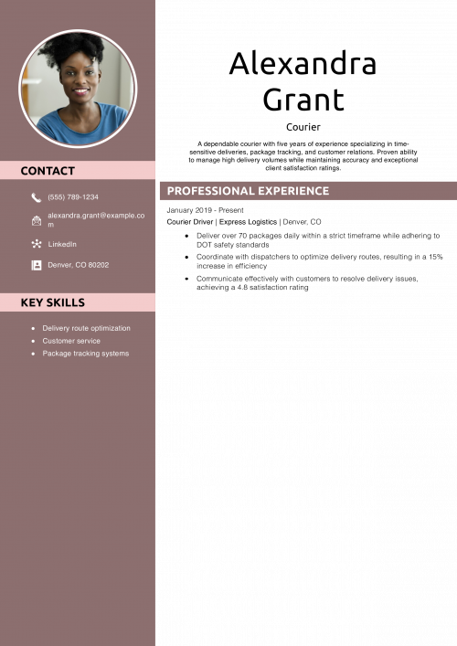 Courier Resume Example