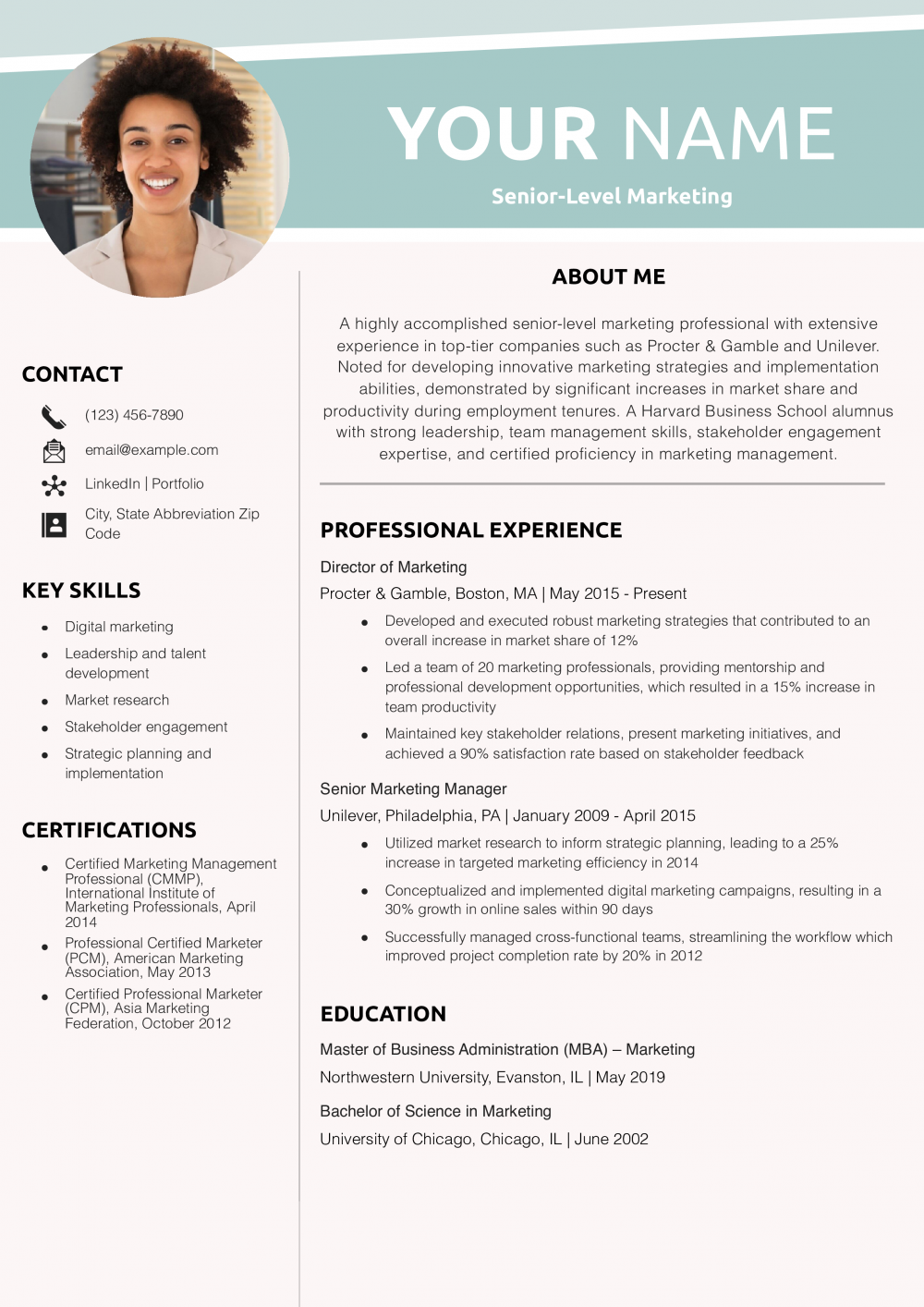 Senior-Level Marketing Resume Example