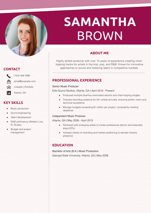 Music producer resume