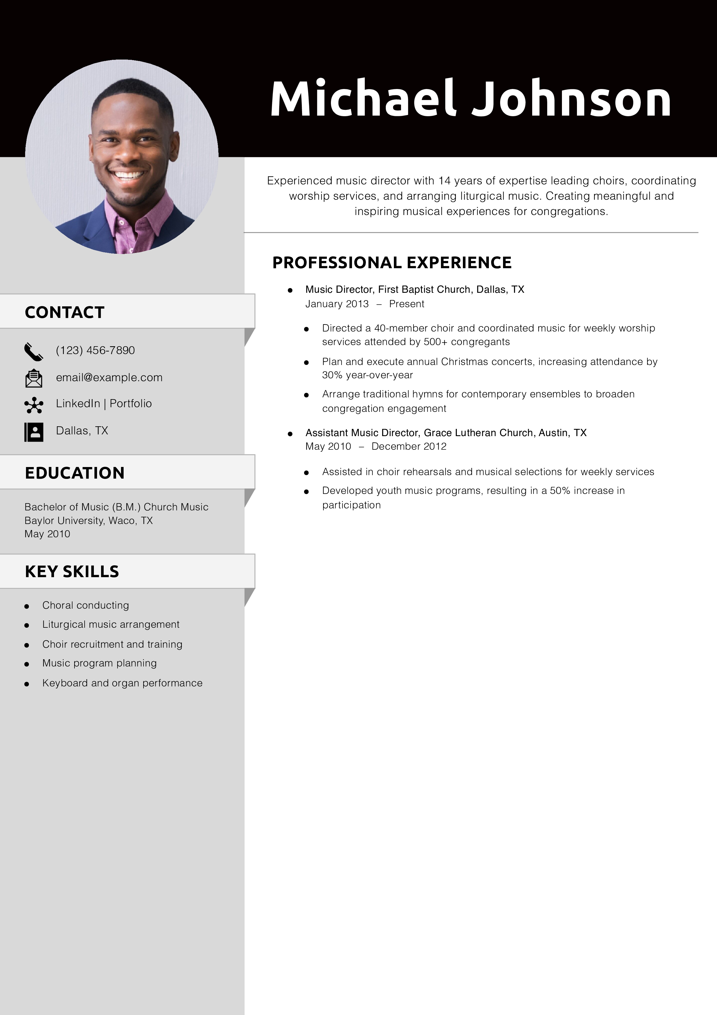 Church music director resume