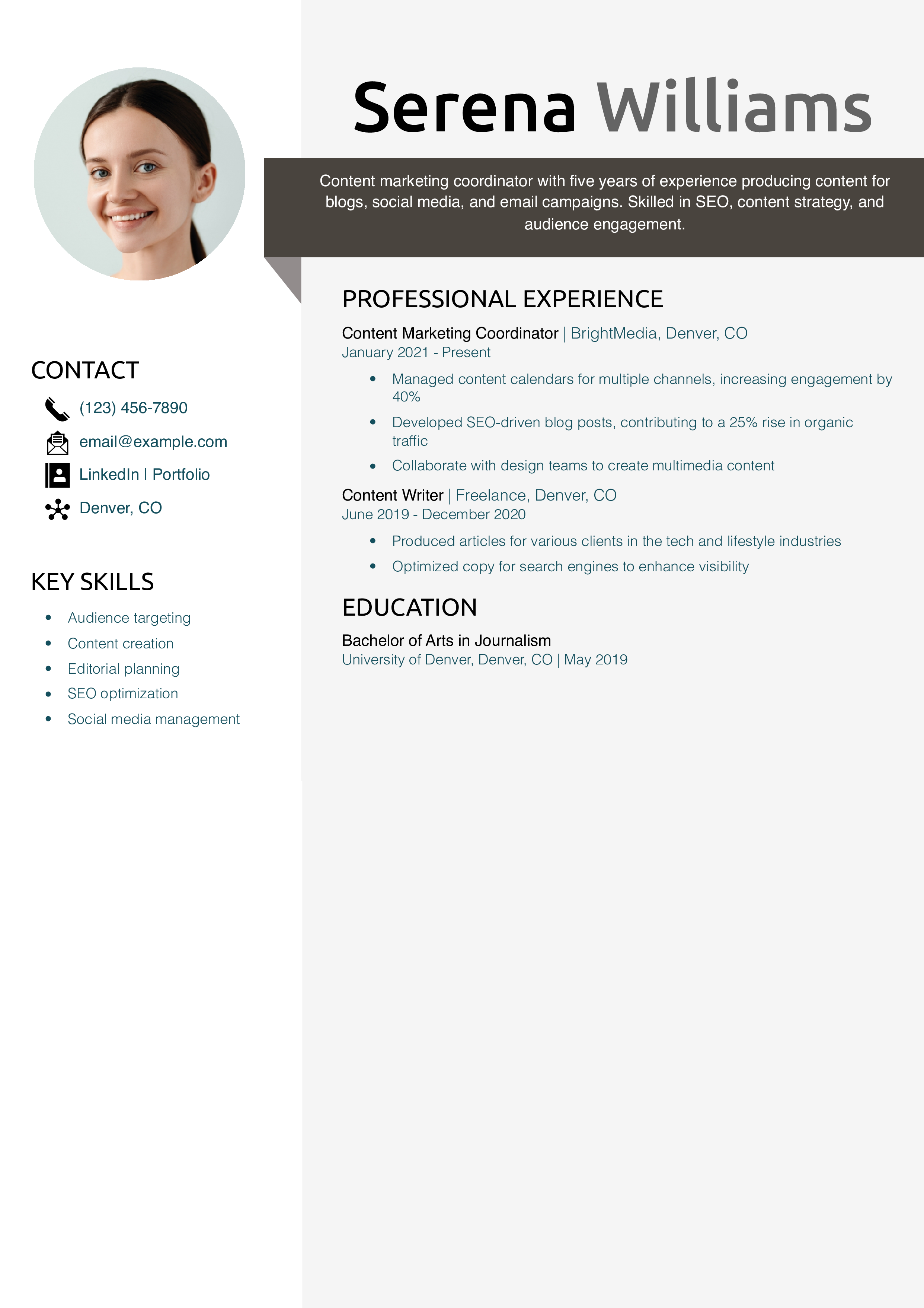 Content Marketing Coordinator Resume