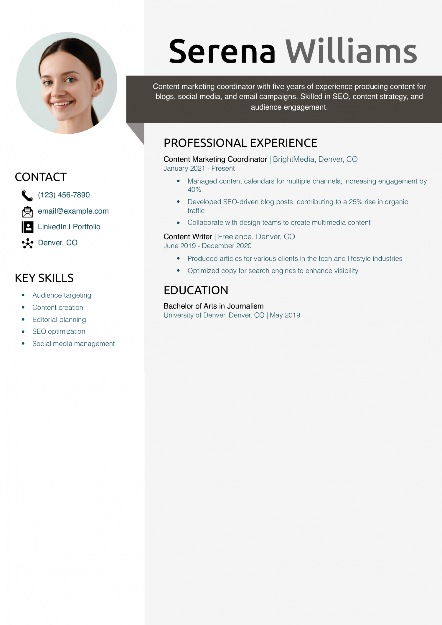 Content Marketing Coordinator Resume