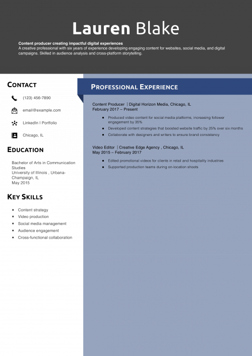 Content producer resume