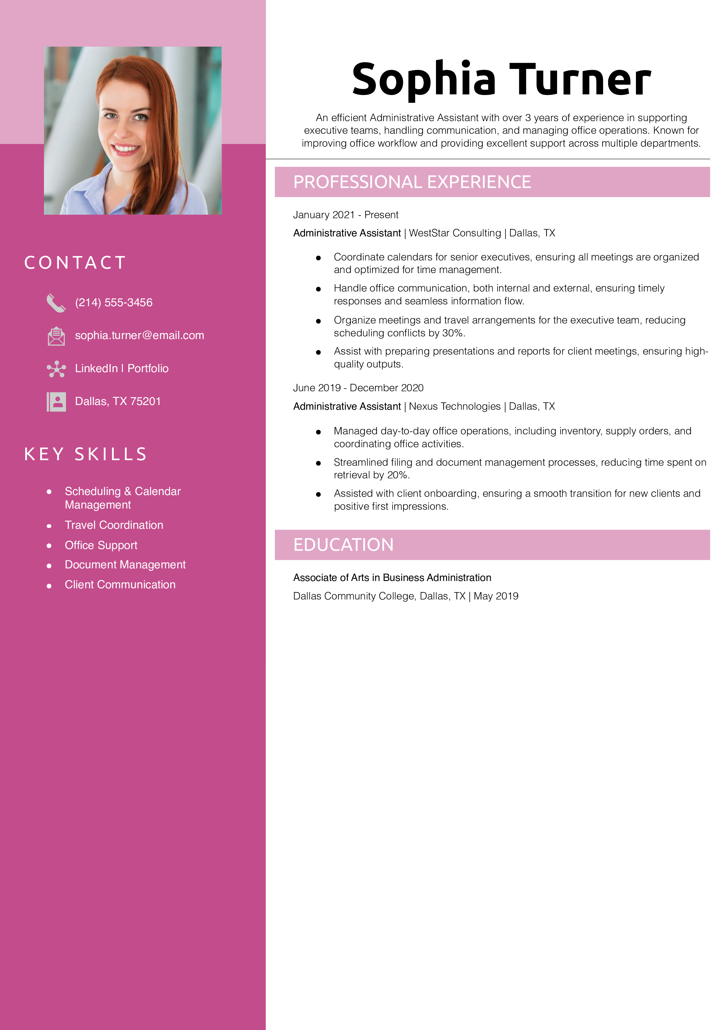 Administrative Assistant Resume Example