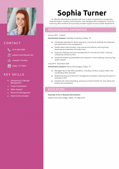 Administrative Assistant Resume Example