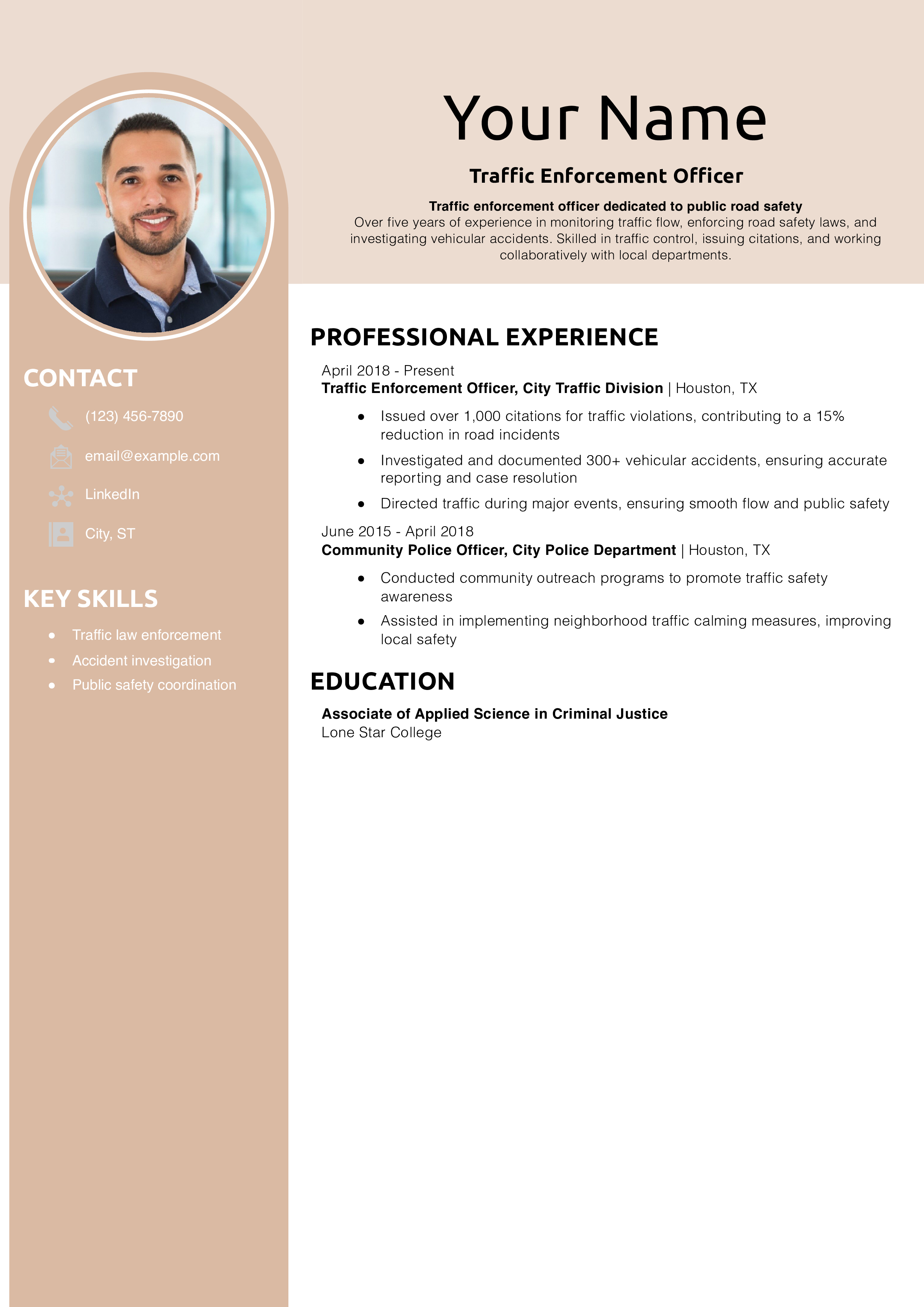 Traffic Enforcement Officer Resume Example