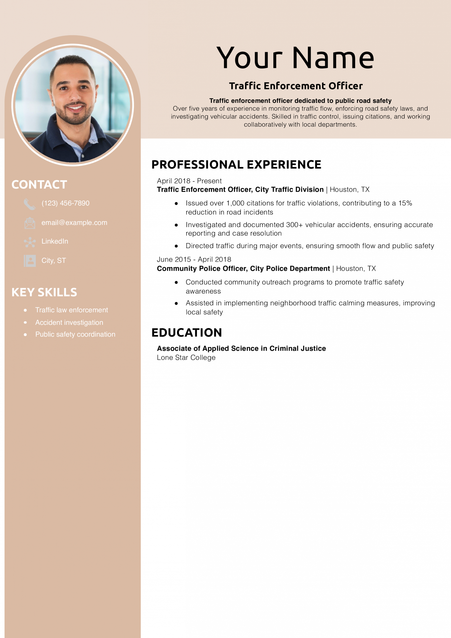 Traffic Enforcement Officer Resume Example