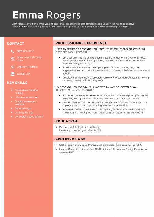 Entry-Level User Experience Researcher