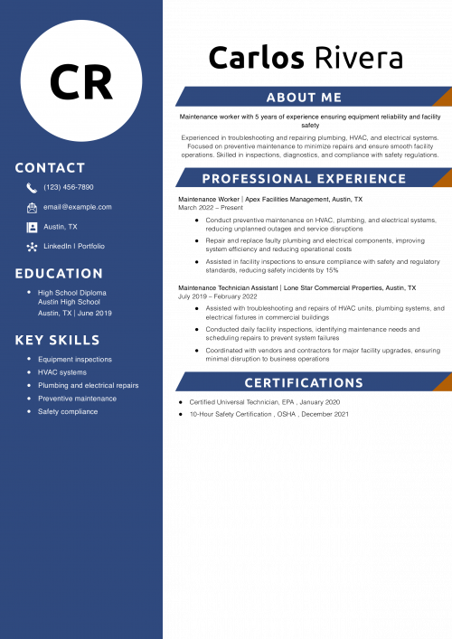 General Maintenance Resume Example