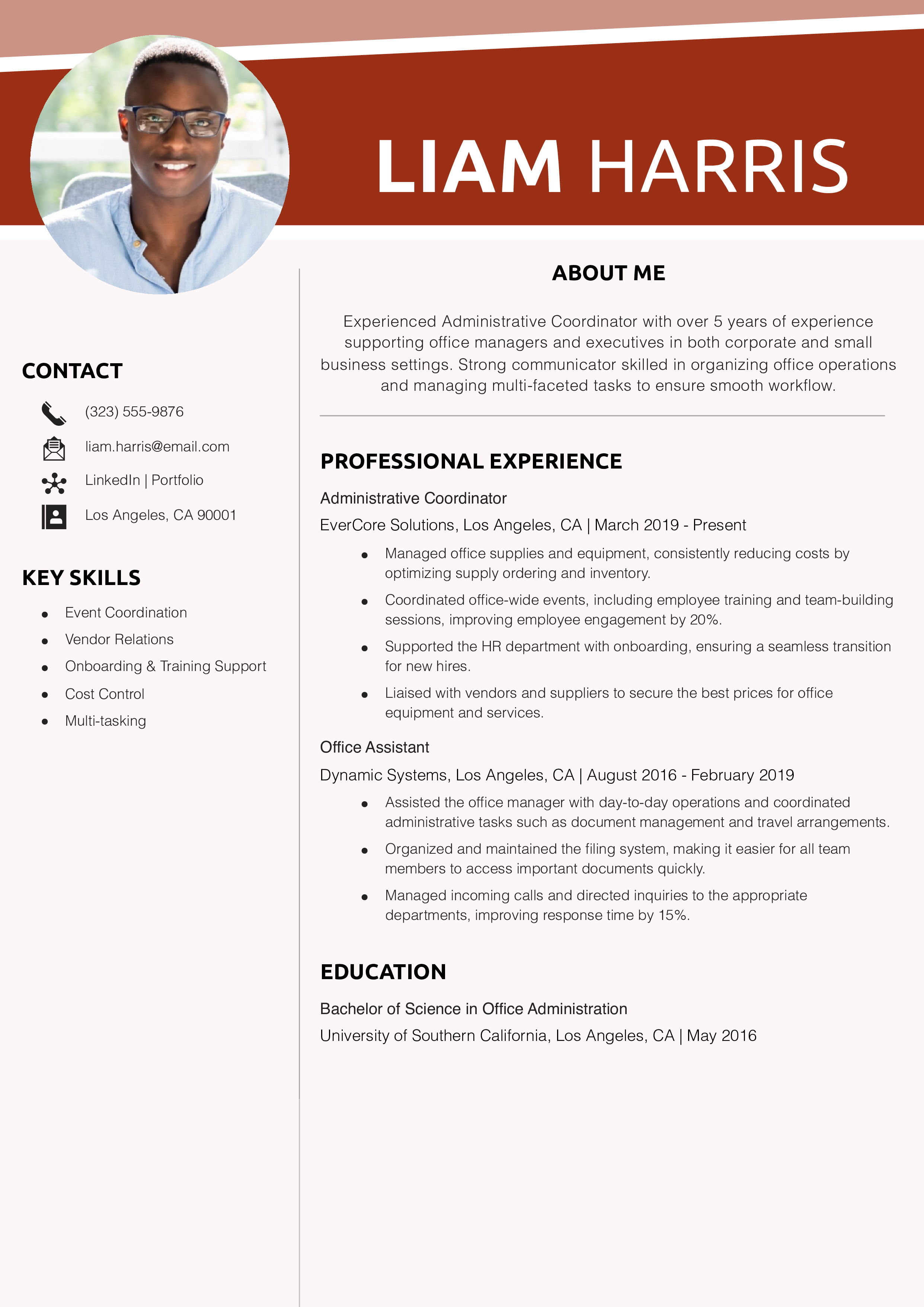 Administrative Coordinator Resume Example