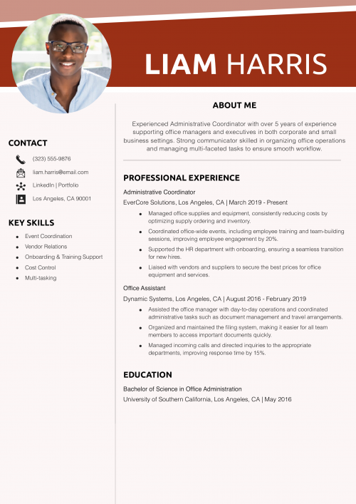 Administrative Coordinator Resume Example