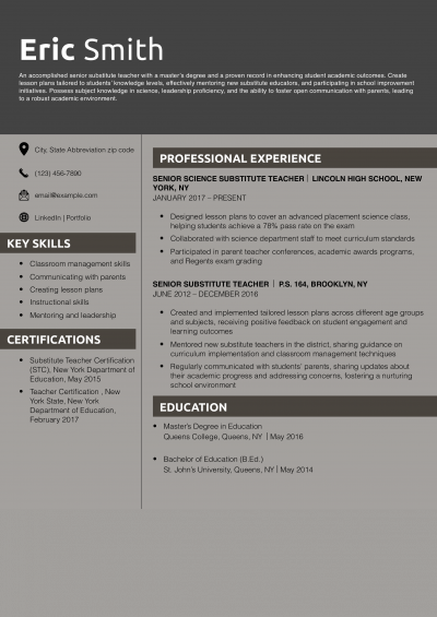 Senior-Level Substitute Teacher