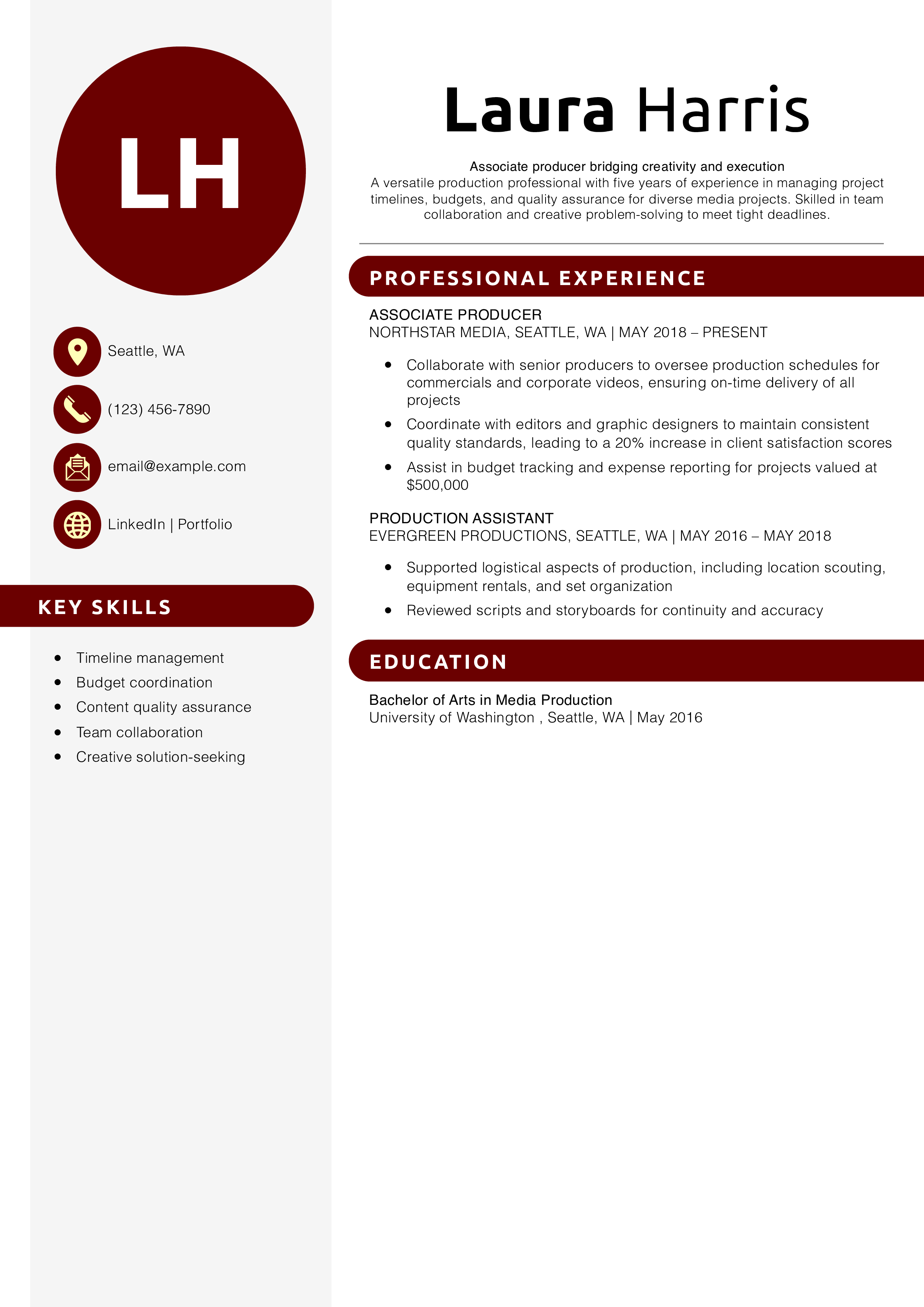 Associate producer resume