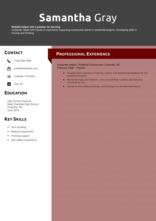 Carpenter helper resume