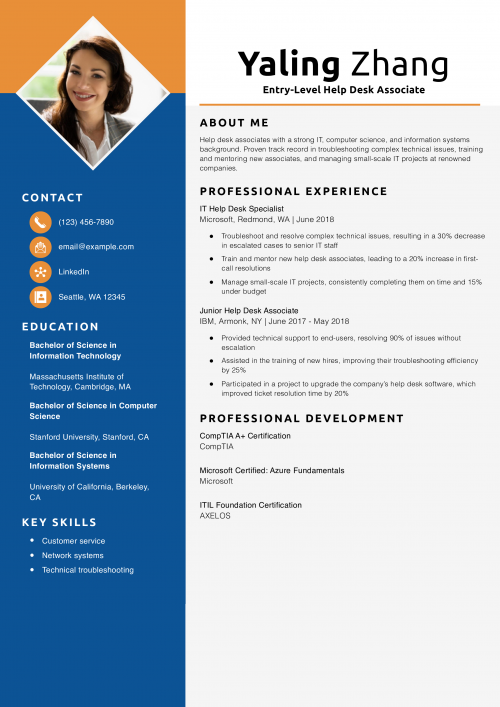 Entry-Level Help Desk Associate Resume Example
