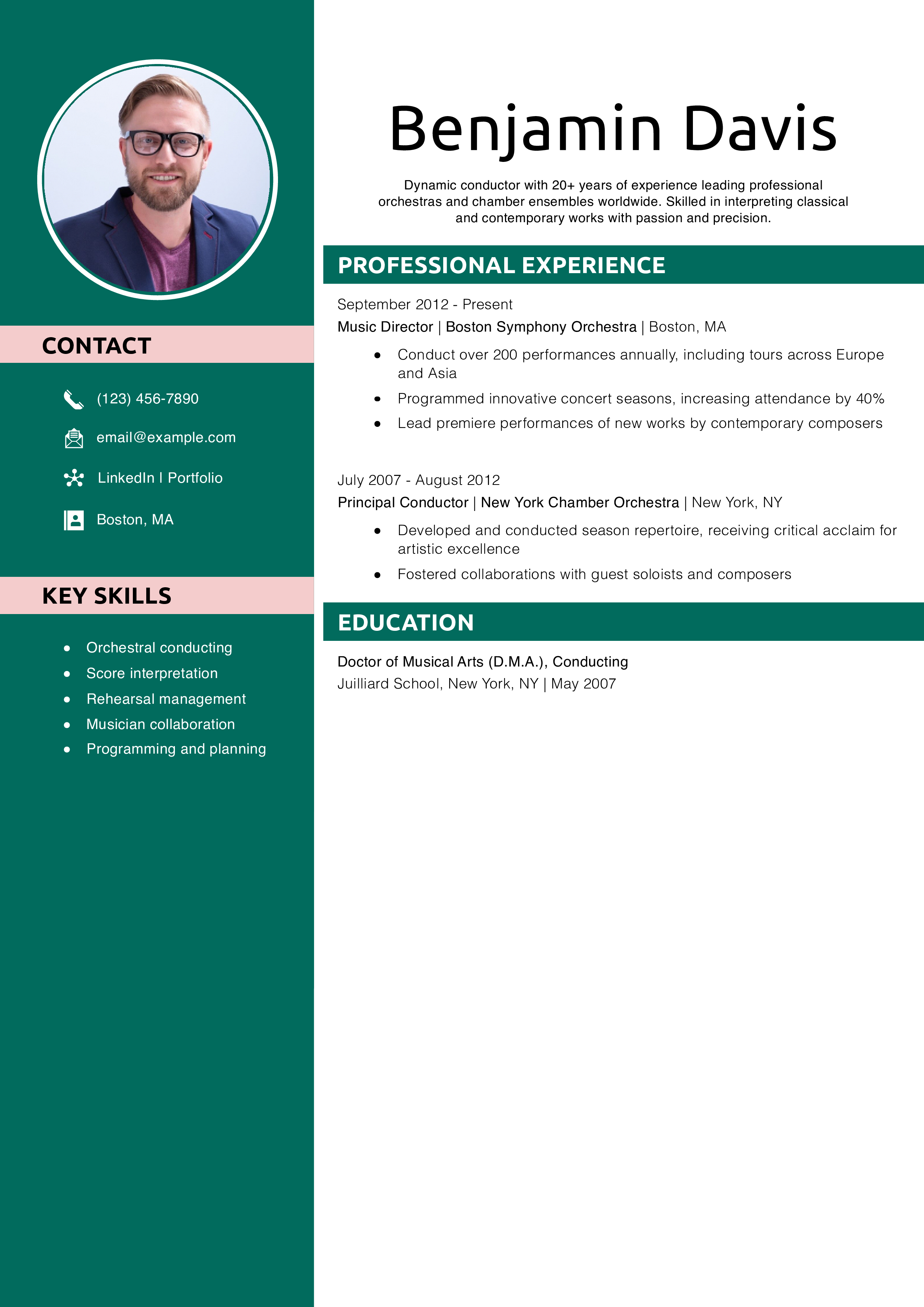 Orchestra conductor resume