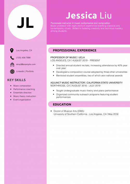 Music Professor Resume