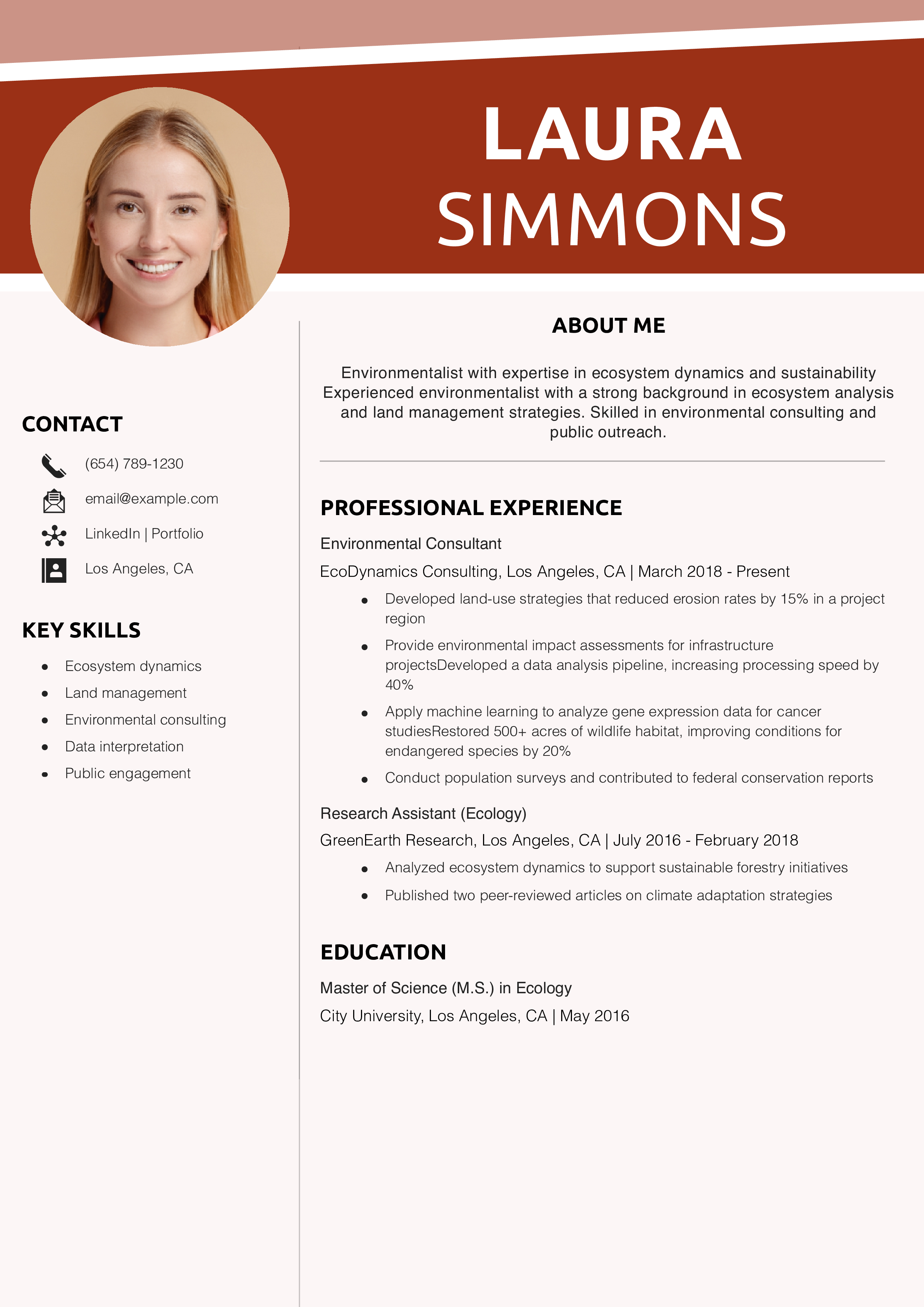 Environmentalist resume