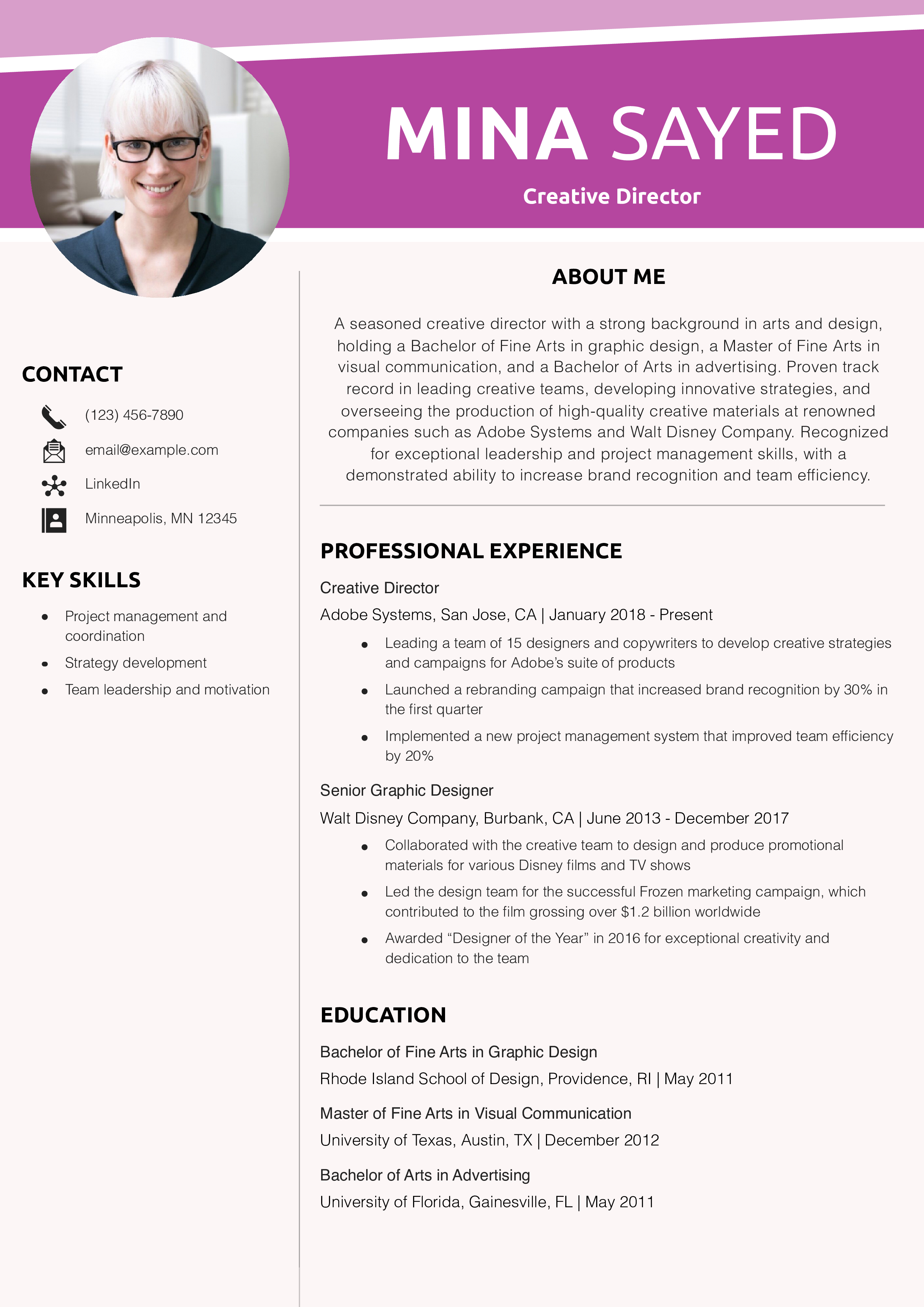 Creative Director Resume Example