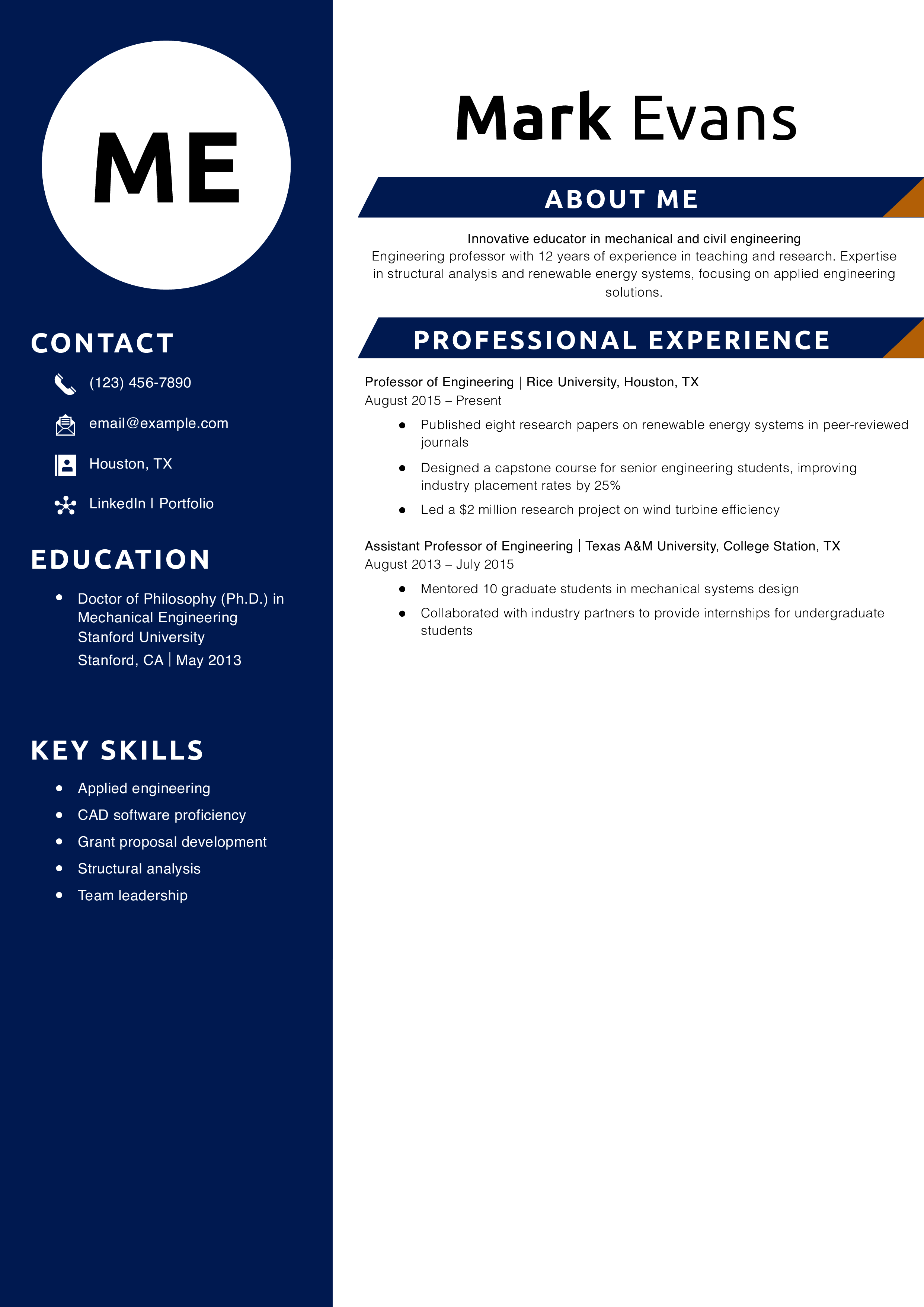 Engineering Professor Resume