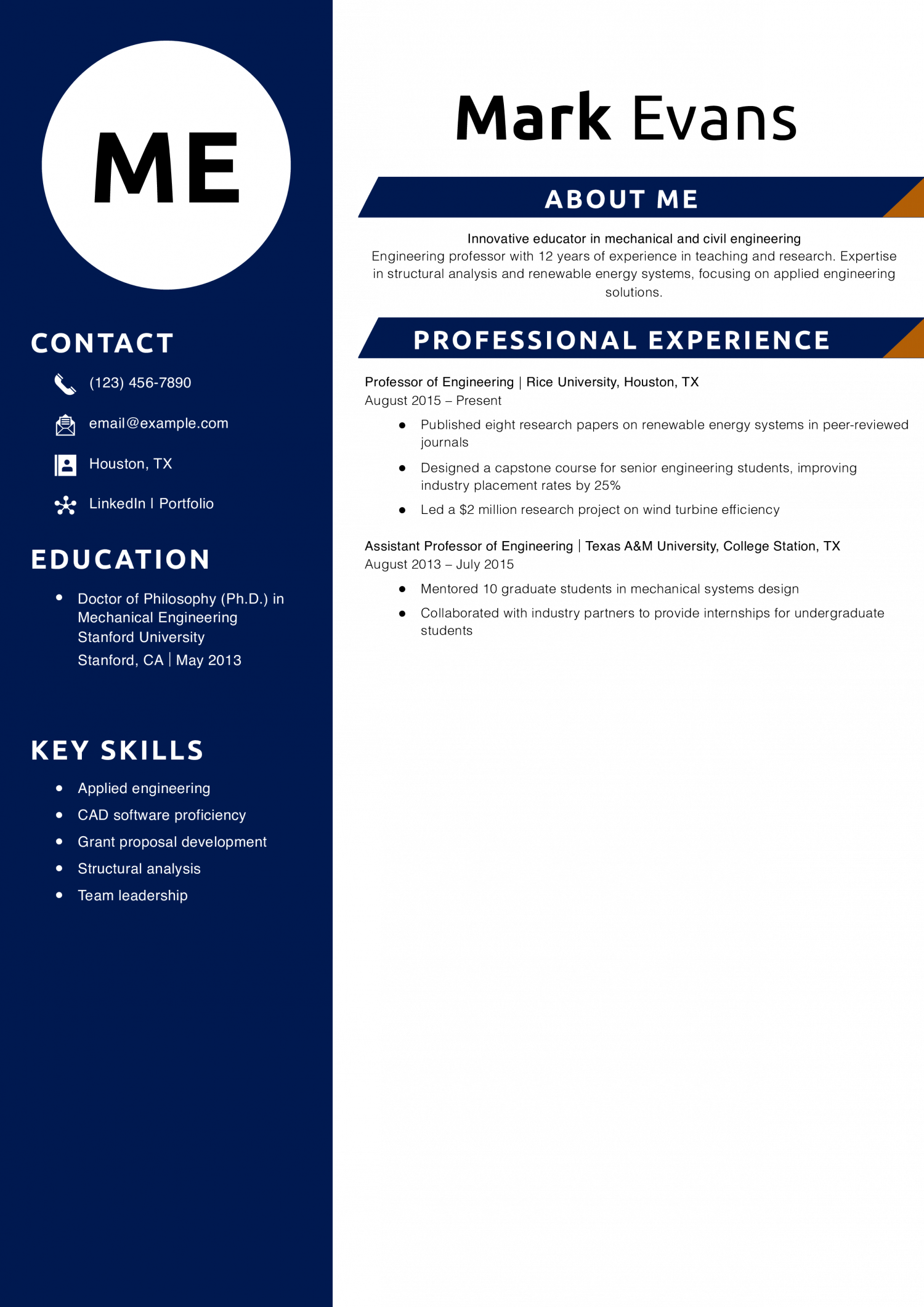 Engineering Professor Resume
