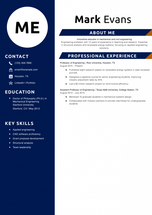 Engineering Professor Resume