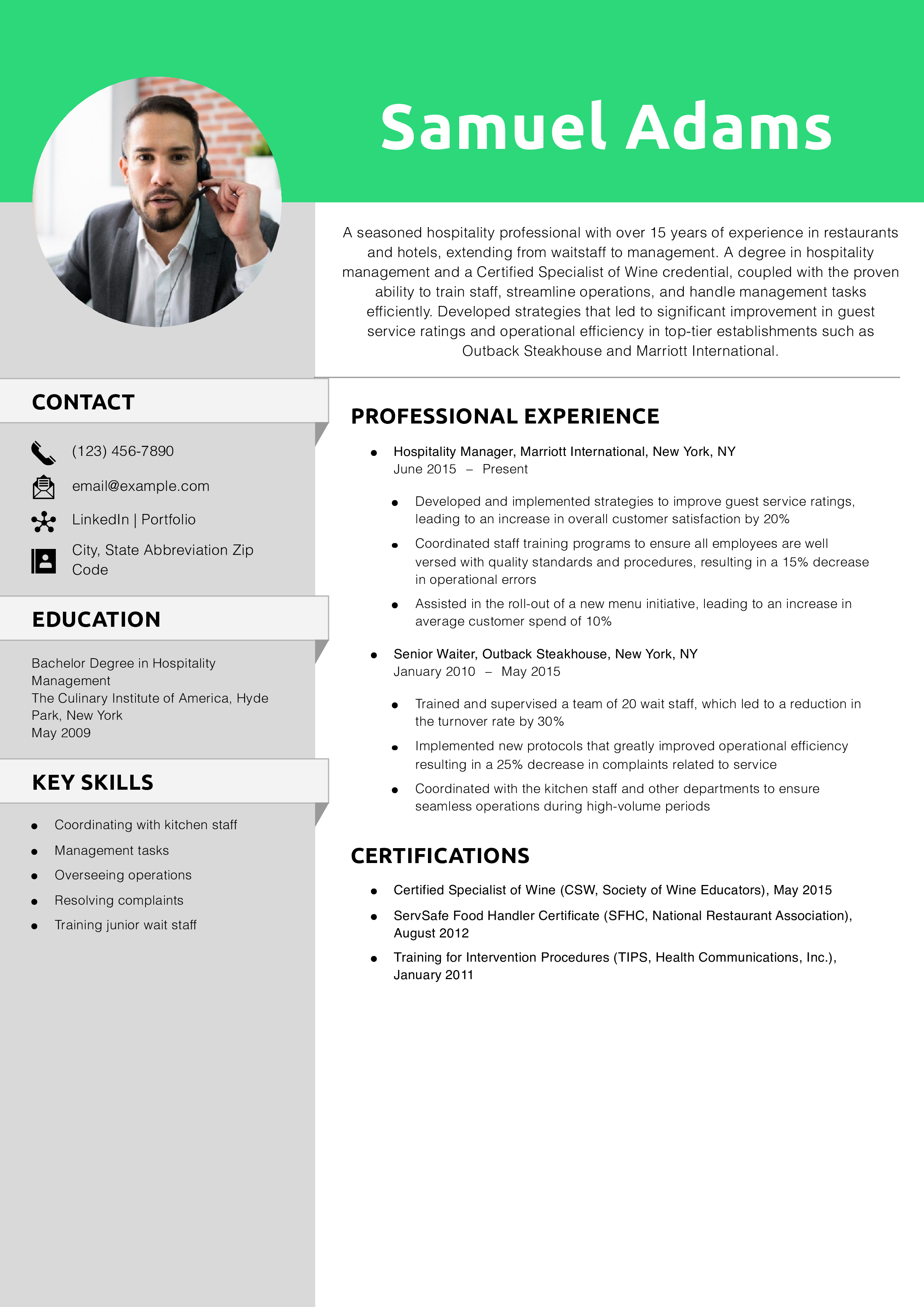 Senior-Level Waiter/Waitress