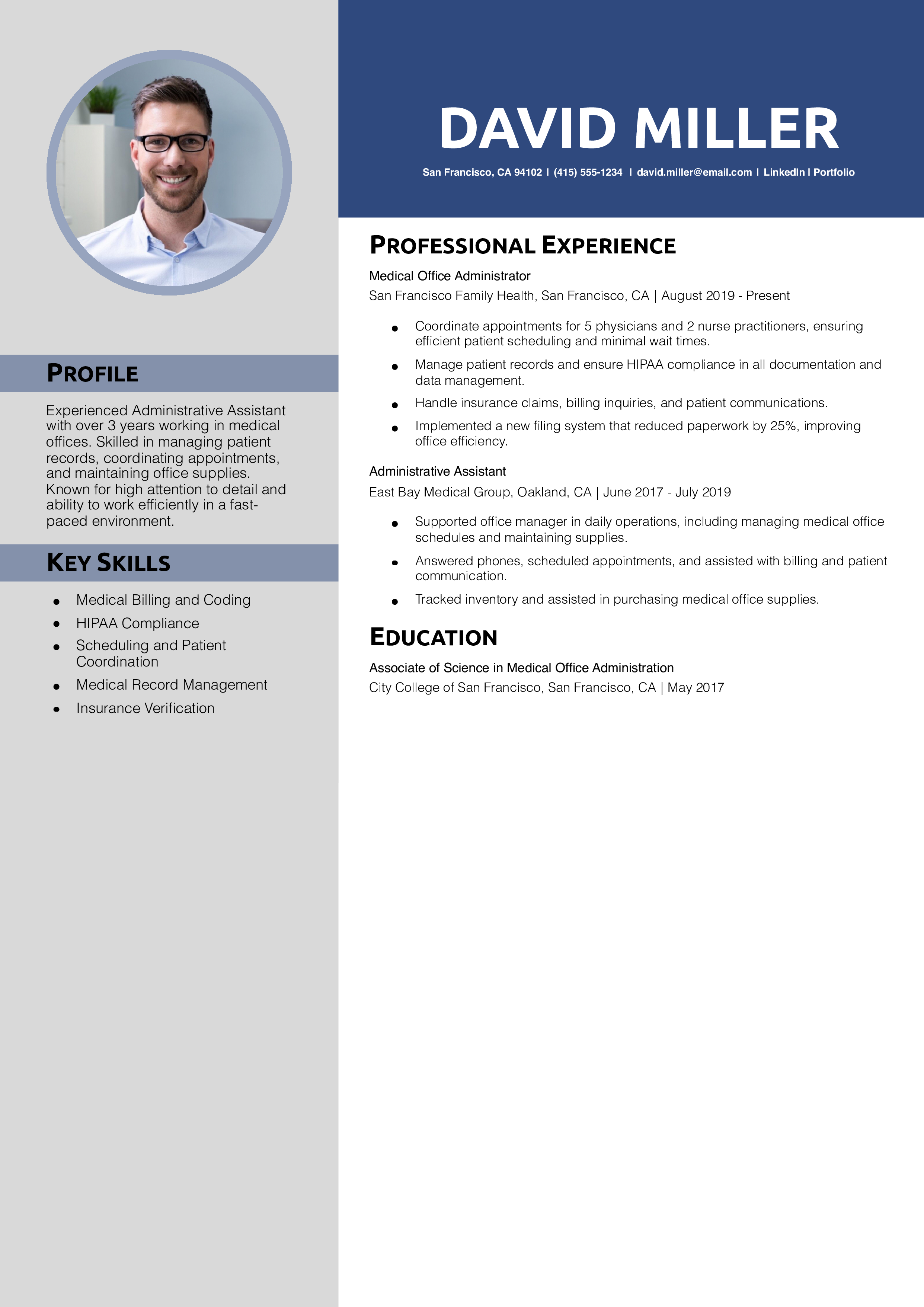 Administrative Assistant Medical Office Resume Example