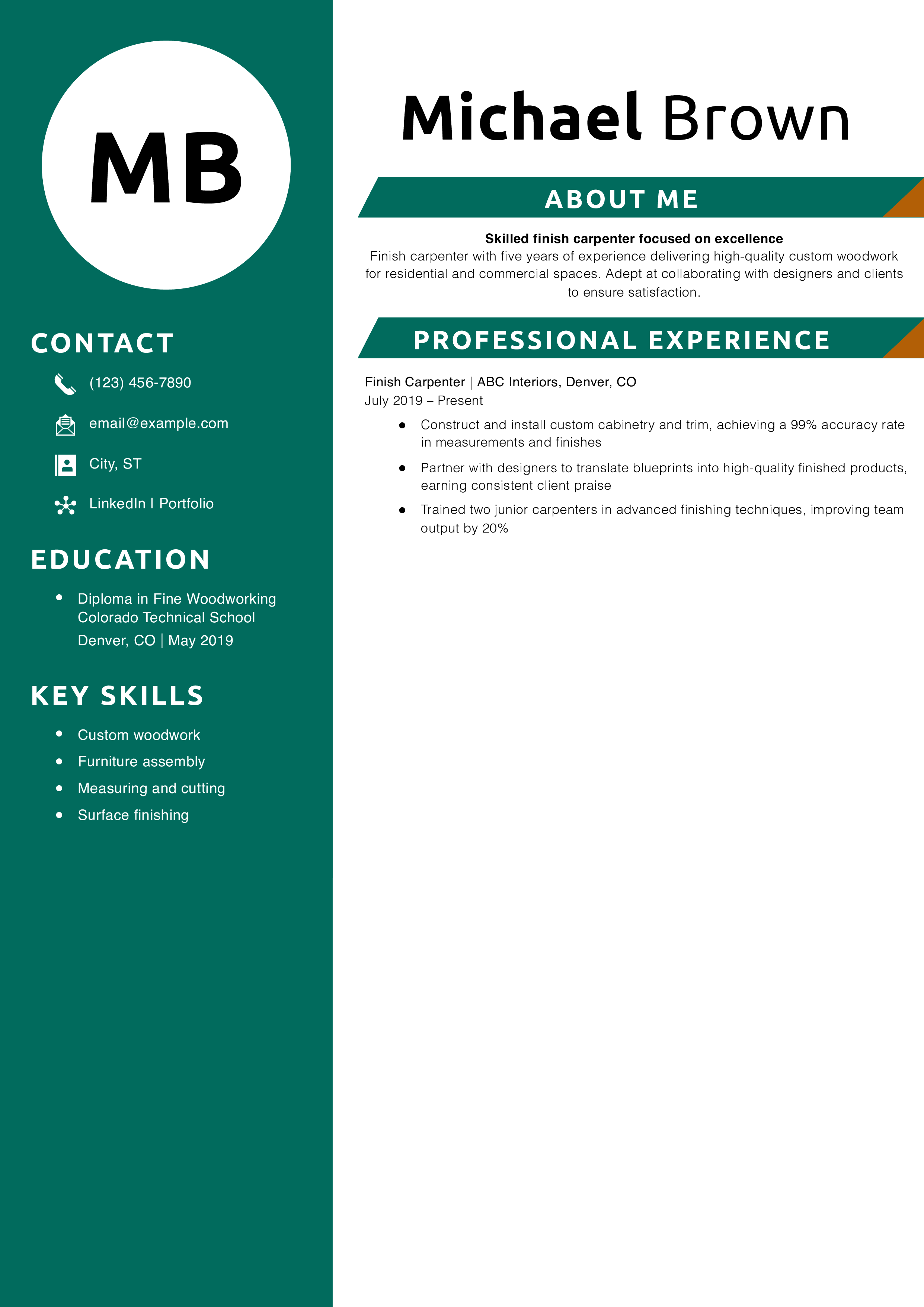 Finish carpenter resume
