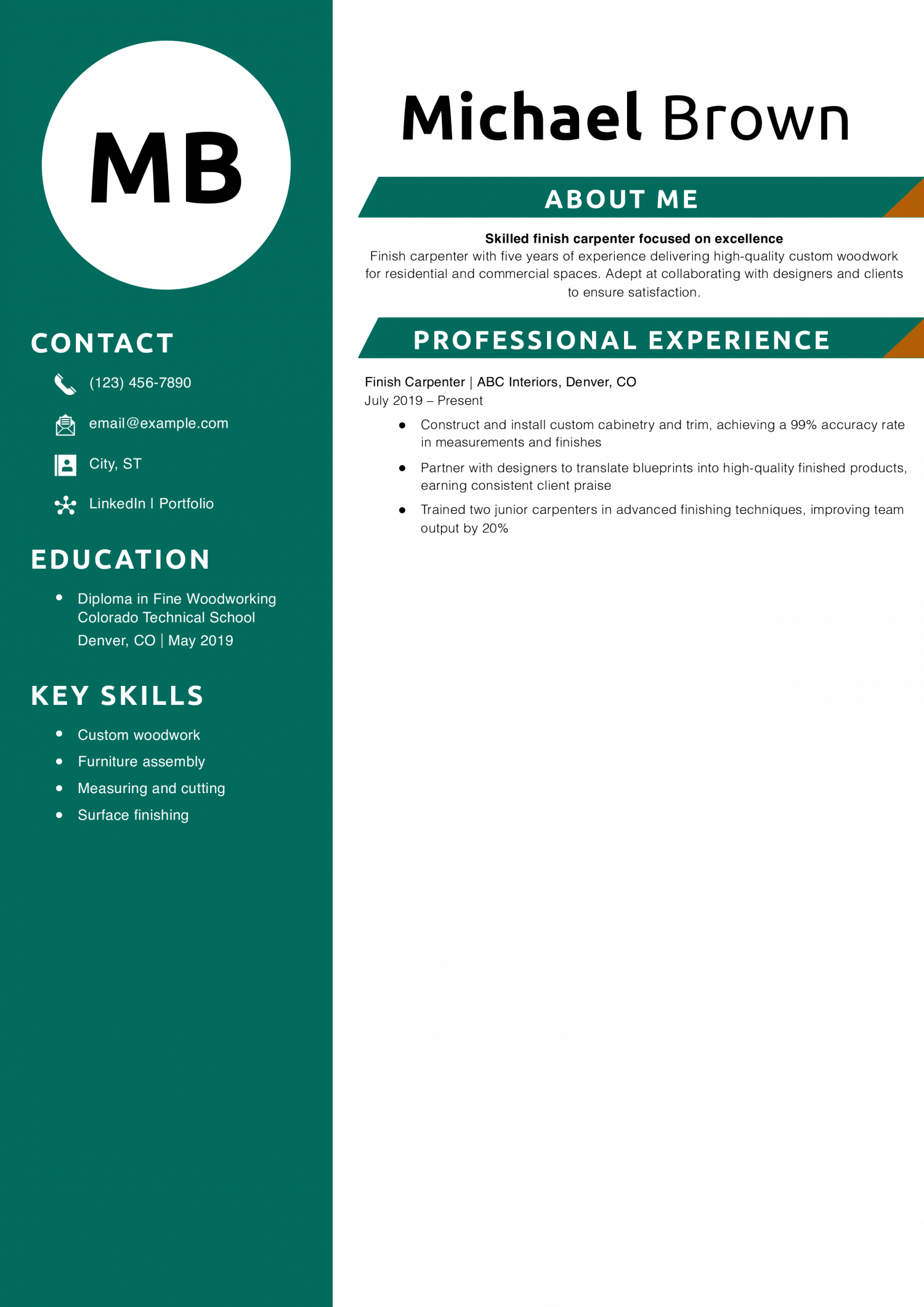 Finish carpenter resume