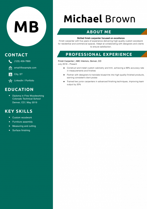 Finish carpenter resume