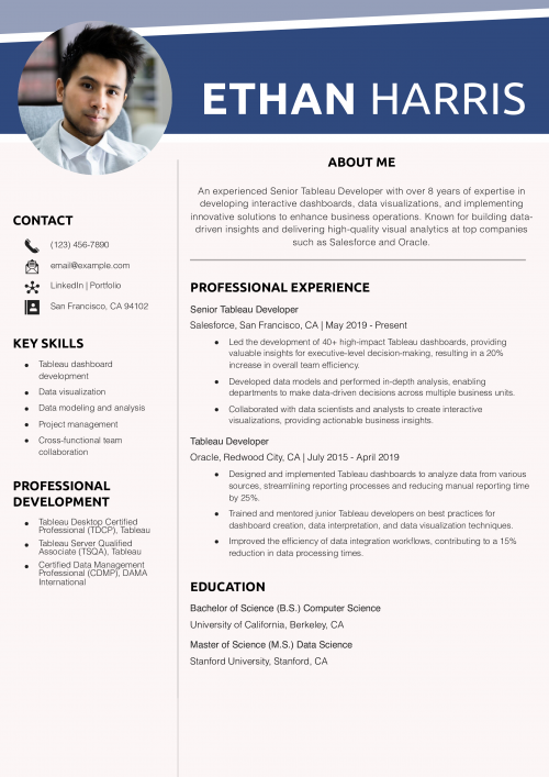 Senior Tableau Developer Resume Example