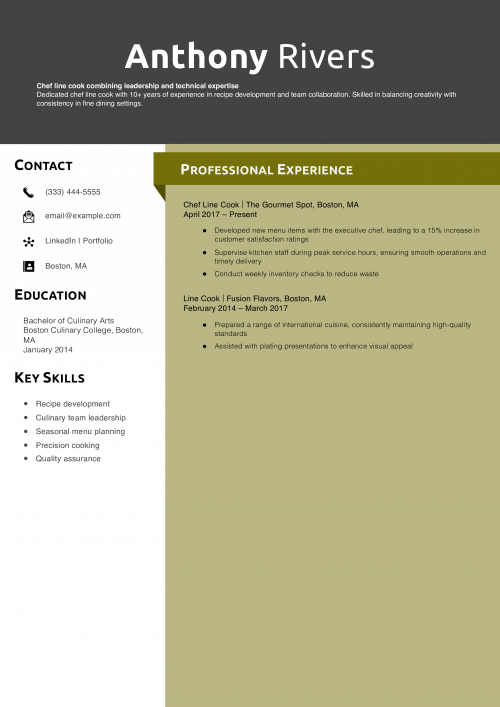 Chef line cook resume